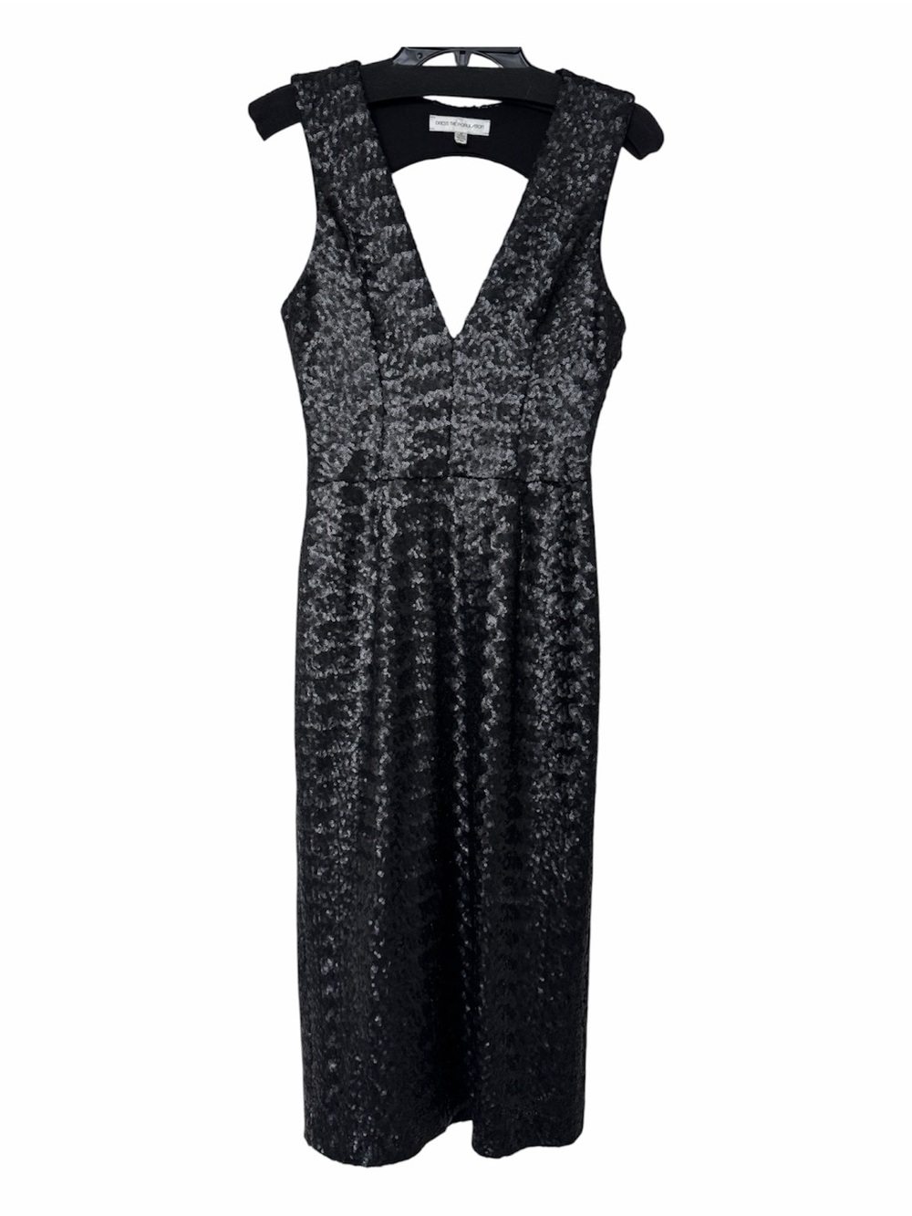 ✅ Dress the Population Black Sequin Sleeveless V-Neck Open Back Dress M